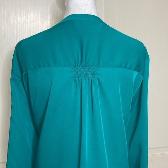 Laura Scott Woman Teal Blouse Tunic Size 3X Button Down Collarless Top Plus - Picture 8 of 11